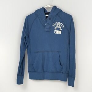 Vintage Abercrombie & Fitch Hoodie Mens M Blue Pullover Thick Cotton Y2K